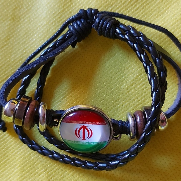 NWOT Iran flag Unisex black leather bracelet - Picture 3 of 3